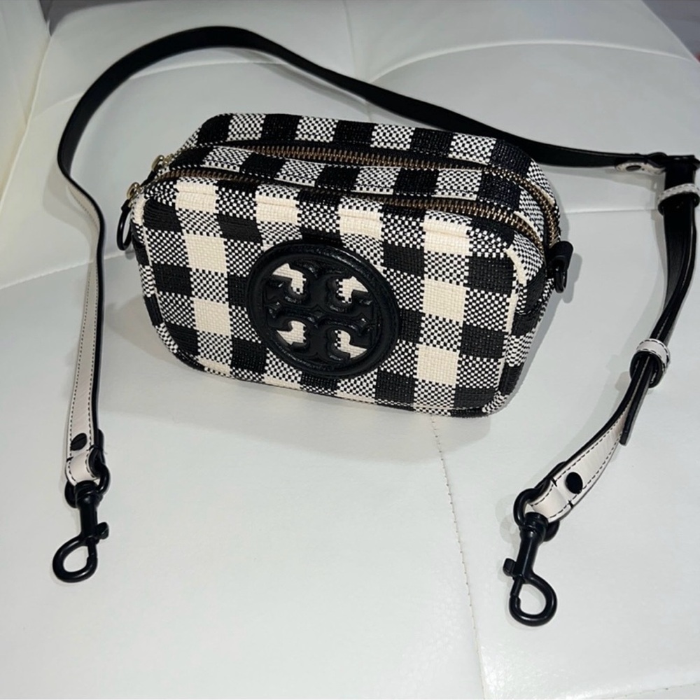 Black and White Checkered Crossbody Bag